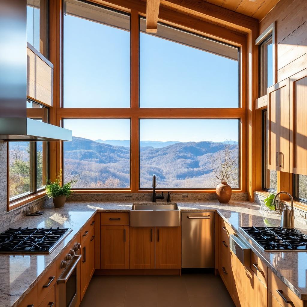 Boone NC remodeling project — mountain kitchen with Blue Ridge view